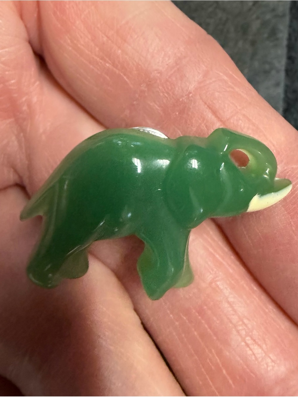 Green Jade Elephant Broach